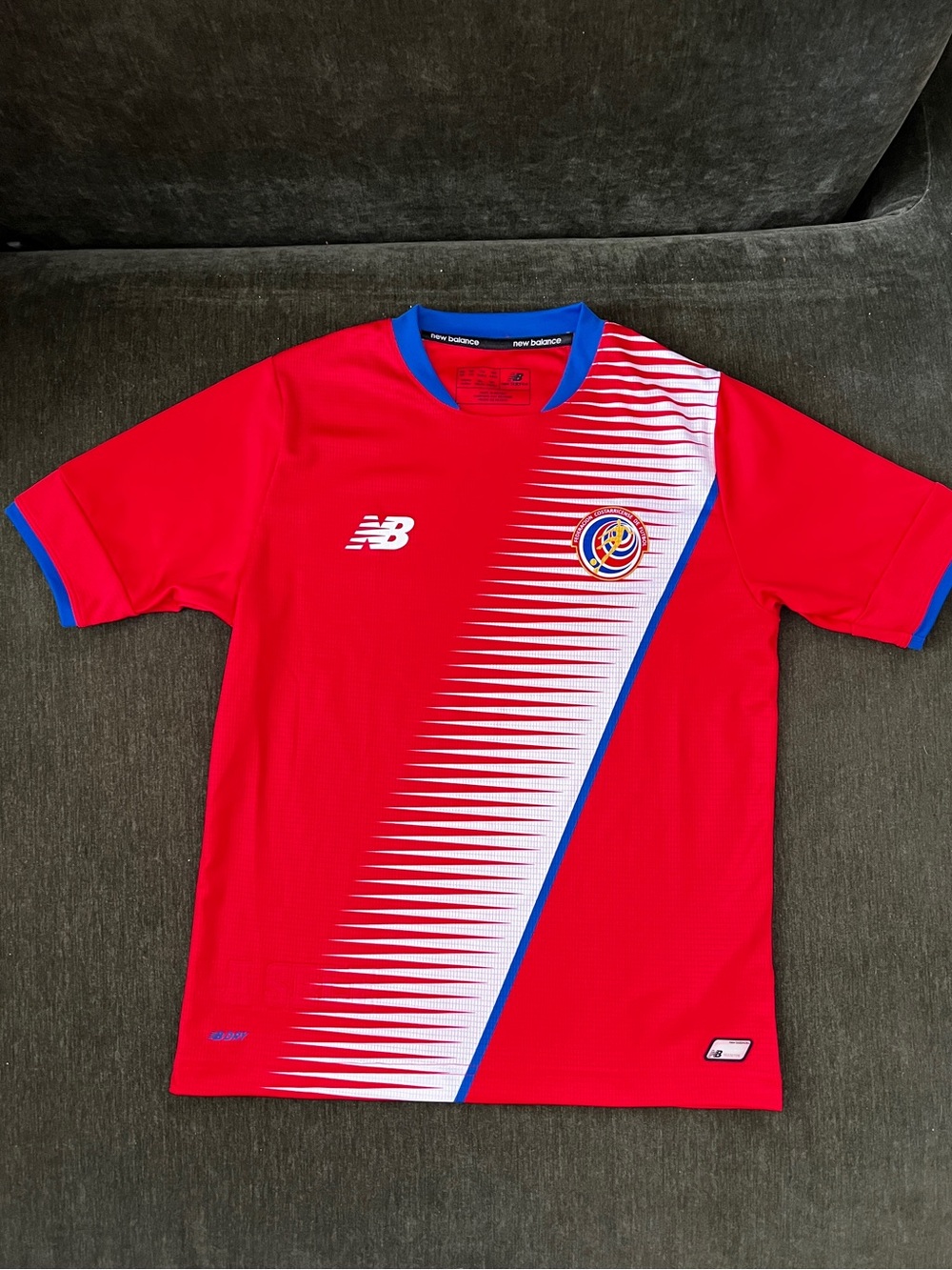 New Balance Red Jersey with Blue Collar